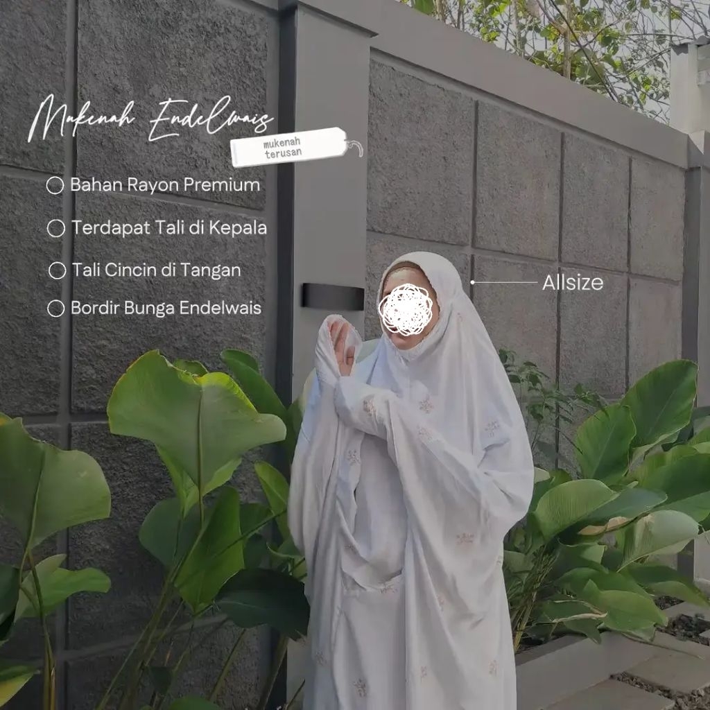 Mukenah terusan bordir edelweis rayon twill premium