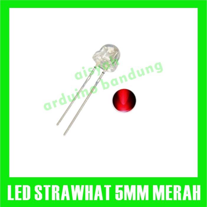 LED Strawhat 5mm Clear Red Straw Hat Topi Bening Nyala Merah Super