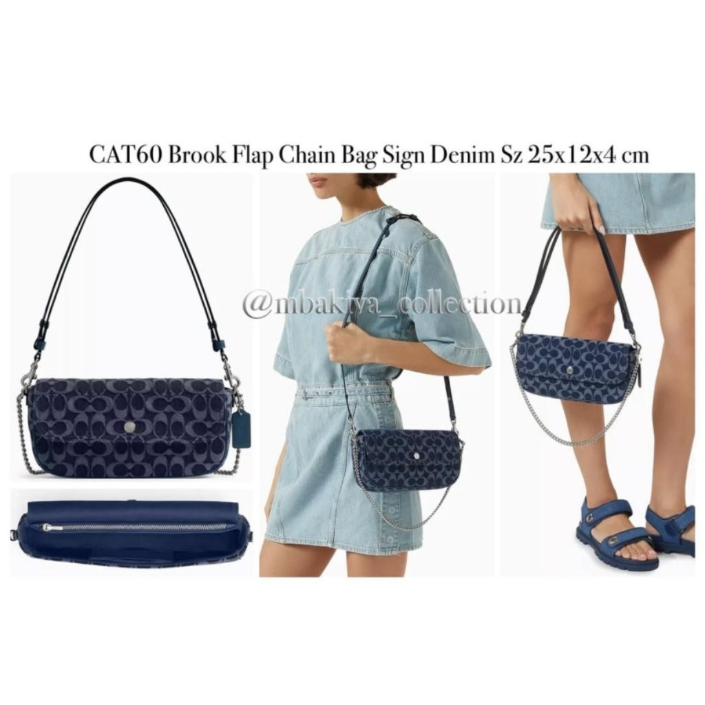 CO CAT6O Brook Flap Chain Bag Sign Denim