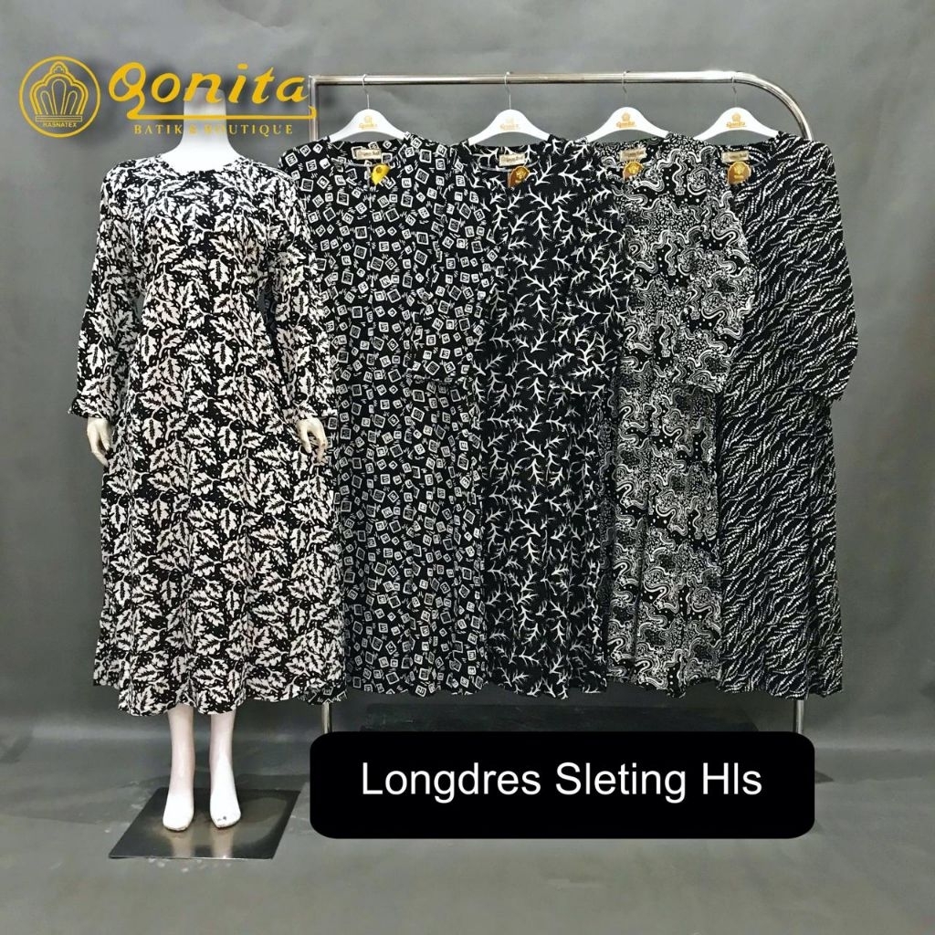 {Ld 110 Cm} Daster Qonita Batik ll Longdres Sleting Busui Friendly Adem