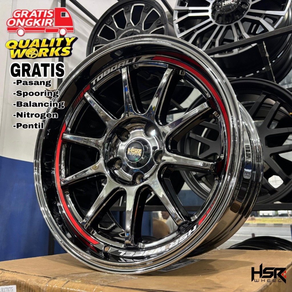 Velg Black Chrome Ring 17 Mobil Innova Reborn Terios Juke, Velg HSR Wheel Toboali