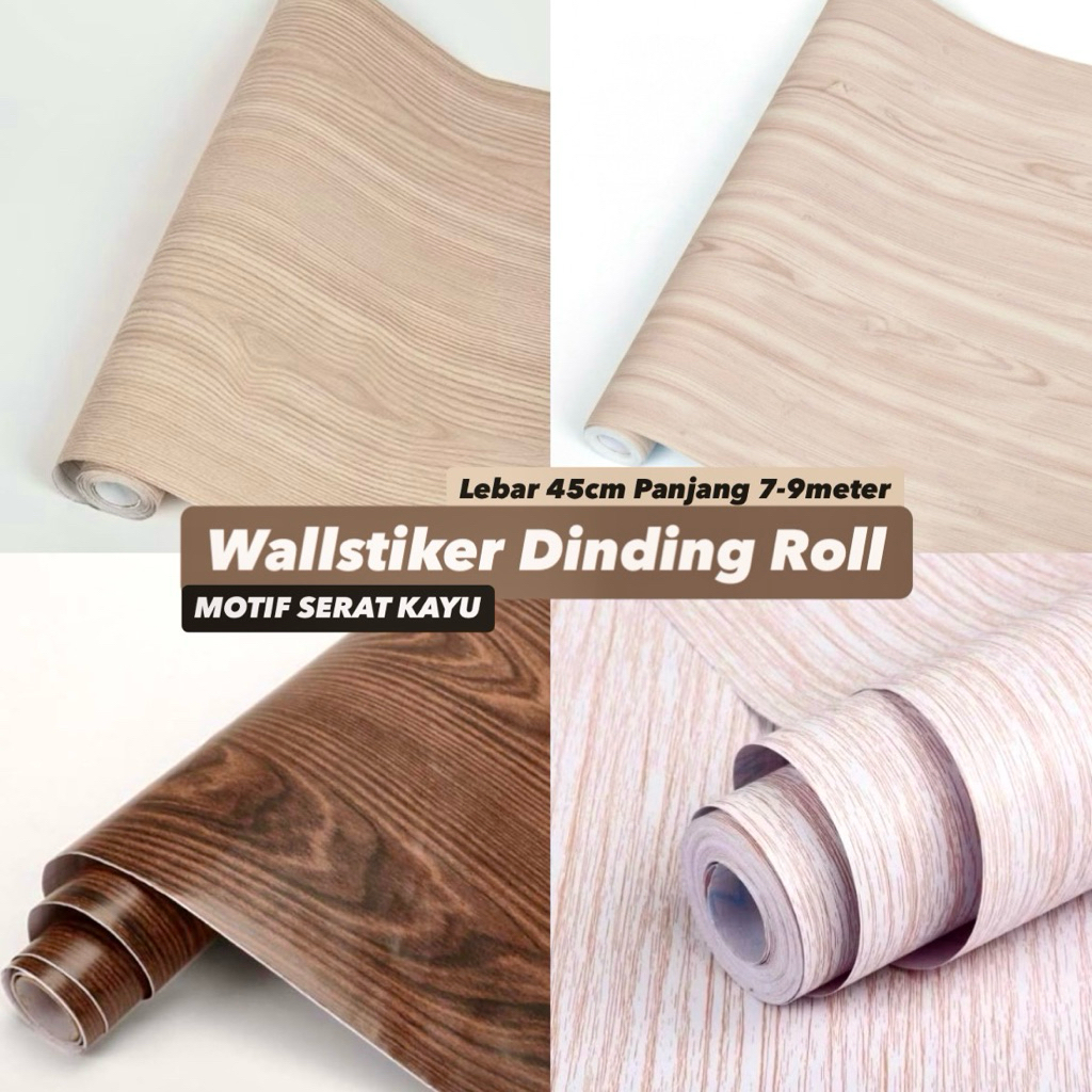WALLPAPER DINDING STIKER MOTIF KAYU JATI | WALLSTIKER DINDING ROLL | WALLPAPER DINDING MOTIF KAYU | 