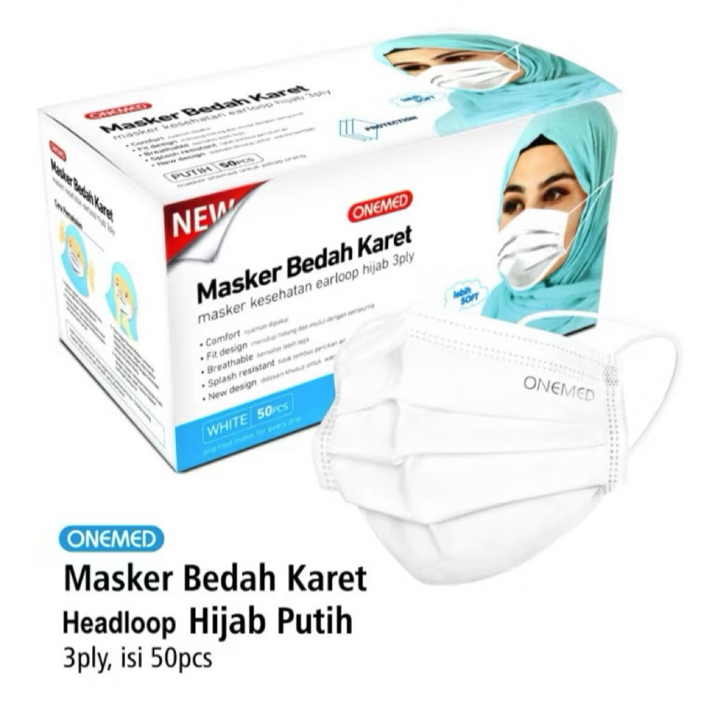 Hijab Medis Onemed Masker Hijab Medis Onemed Isi 50 pcs Onemed Isi 50 pcs