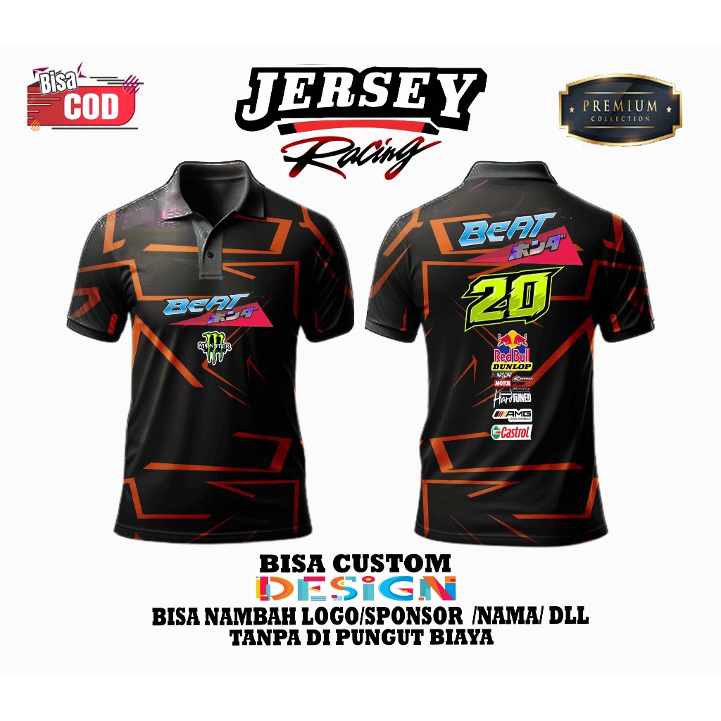 JERSEY RACING BEAT GANK UNISEKS PRIA WANITA - BAJU KAOS MOTOR MATIC STYLE BEAT GANK