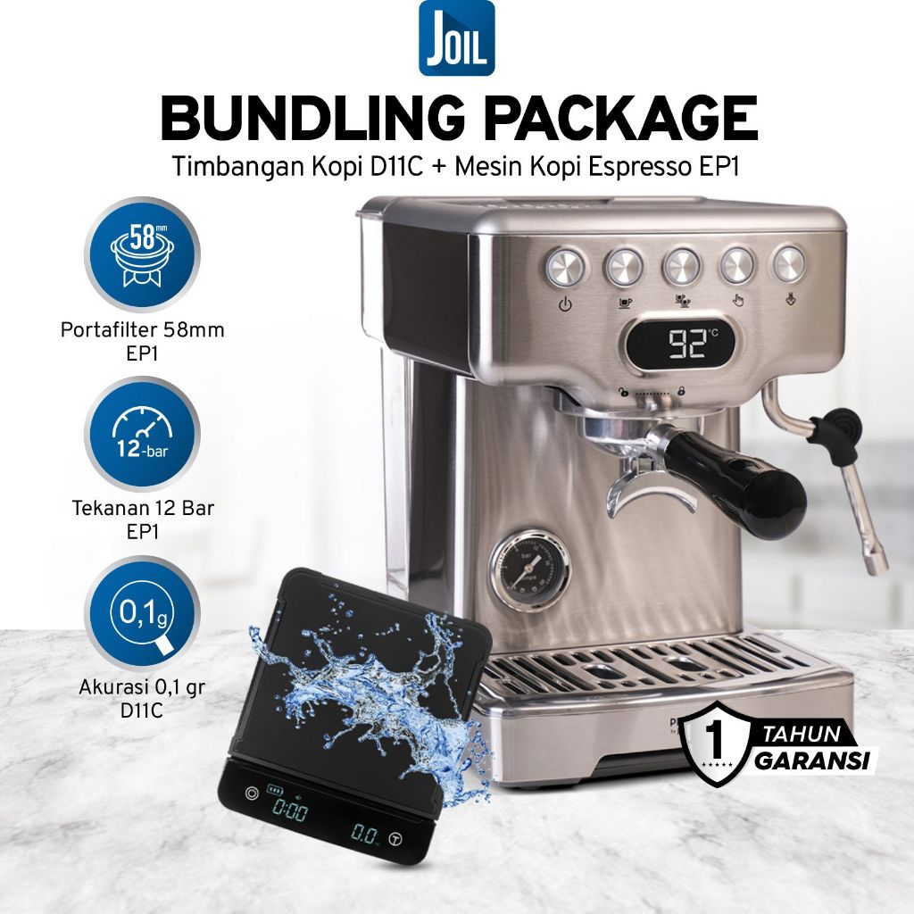 Joil Bundle Mesin Kopi Espresso & Timbangan Kopi Digital D11C
