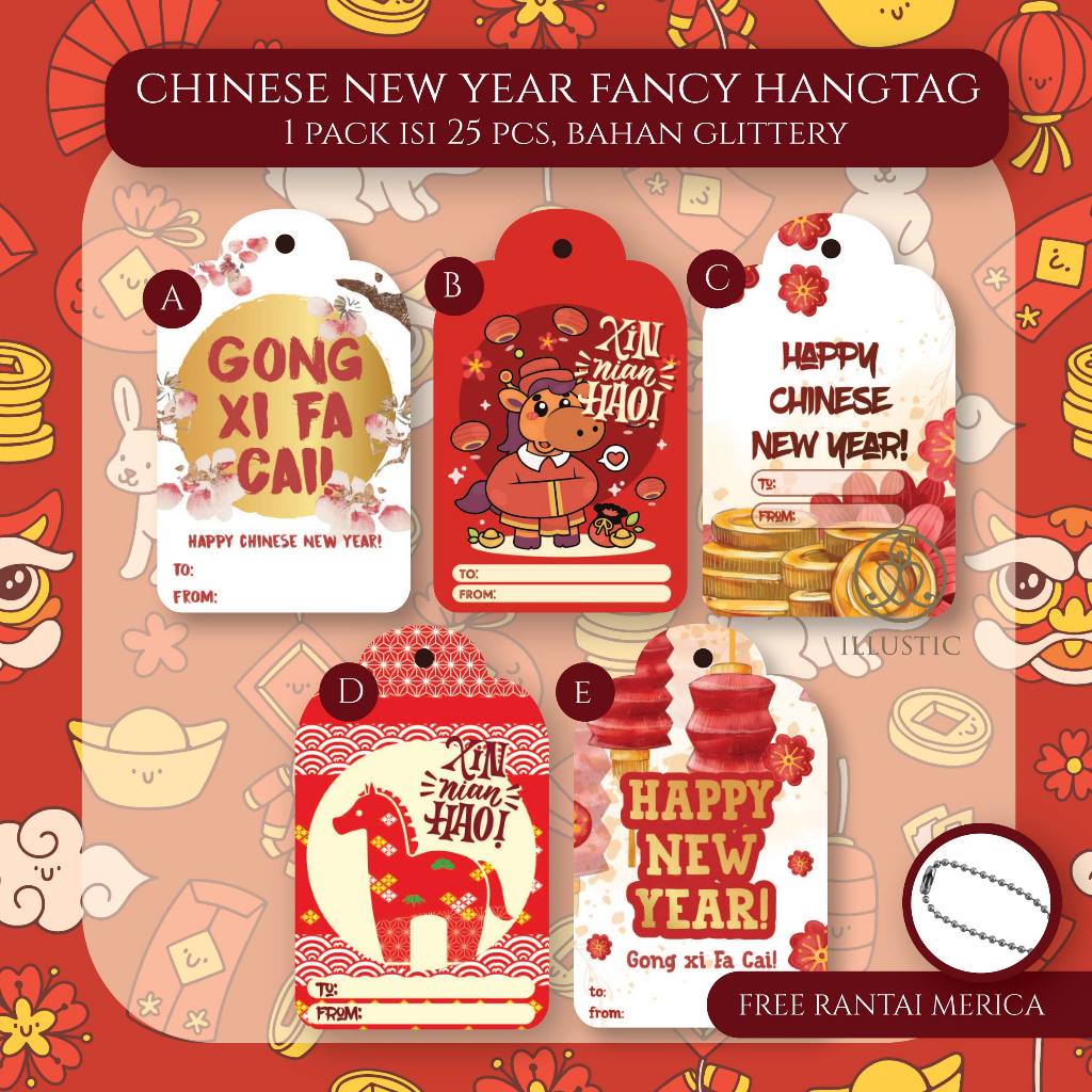 Hang Tag Chinese New Year Tahun Baru Imlek Cap Go Meh 2026 FREE RANTAI