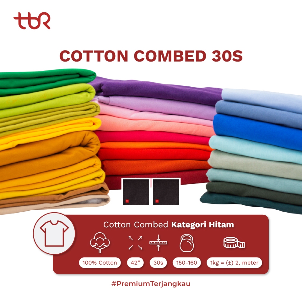 Kain Kaos Cotton Combed 30S - Hitam - Kain Katun - Bahan Kaos - TBR