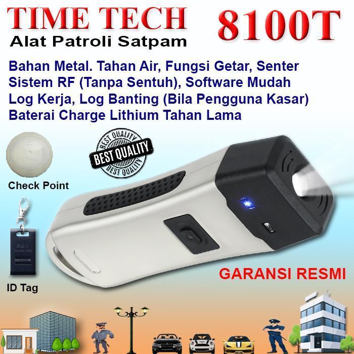 TIME TECH 8100T Alat Patroli Satpam, Metal Tahan Air