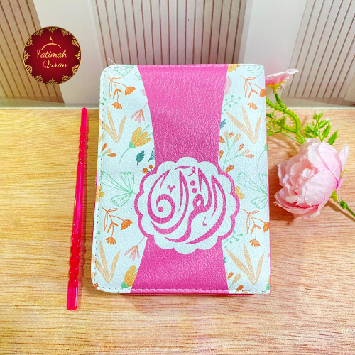 Al-Quran Wakaf Ukuran A5 A6 Quran Kaleb Resleting Blok Latin Terjemah Perkata Floral Pink A6