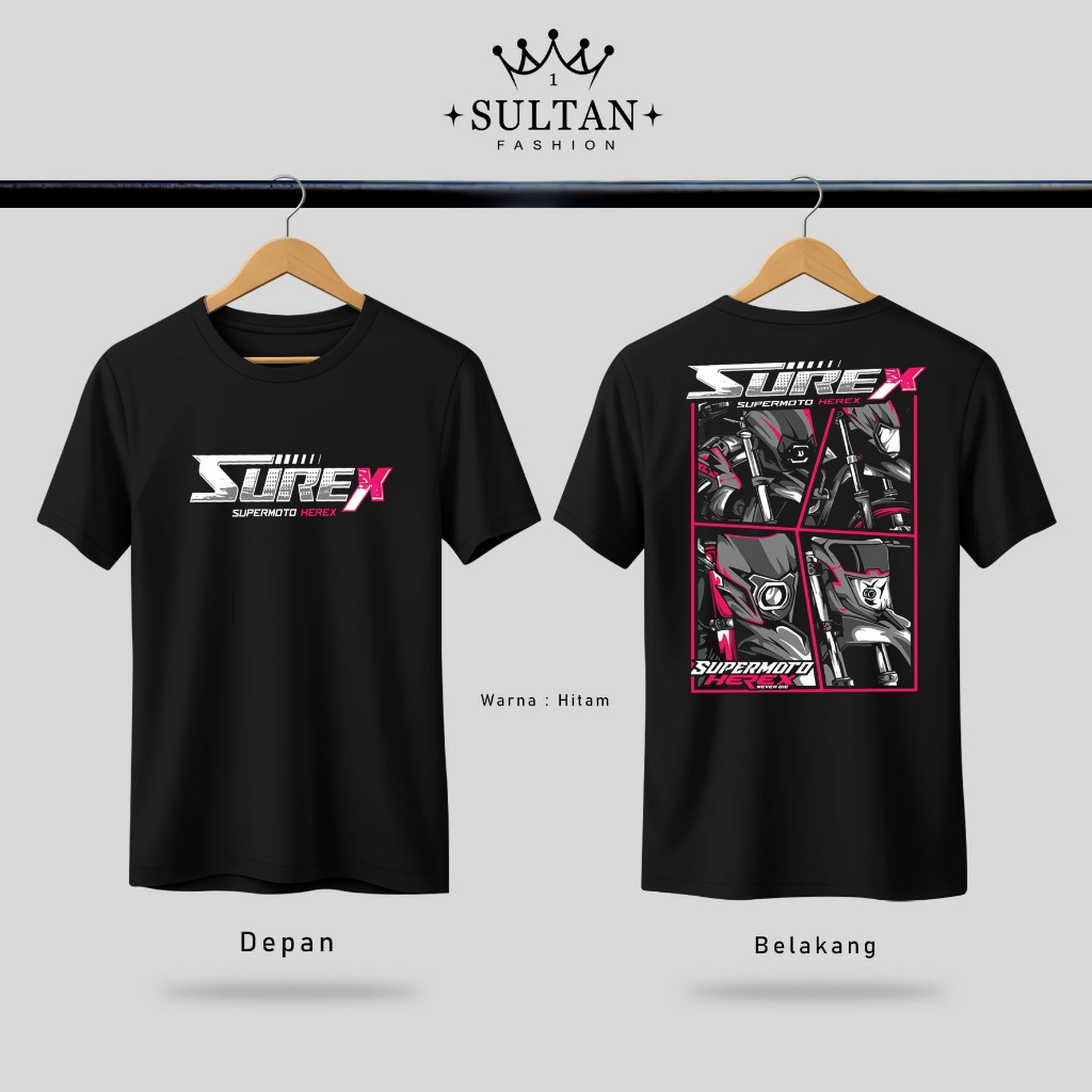 Kaos distro motif SUREX SUPERMOTO HEREX Viral terbaru T-shirt Cotton combed 30s Baju pria wanita