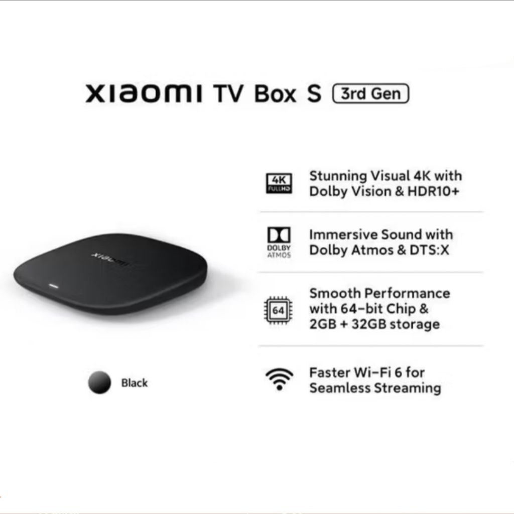 XIAOMI TV Box S 3rd Gen 4K UHD 60fps Chromecast Dolby Atmos HDR10+ Bluetooth5.2