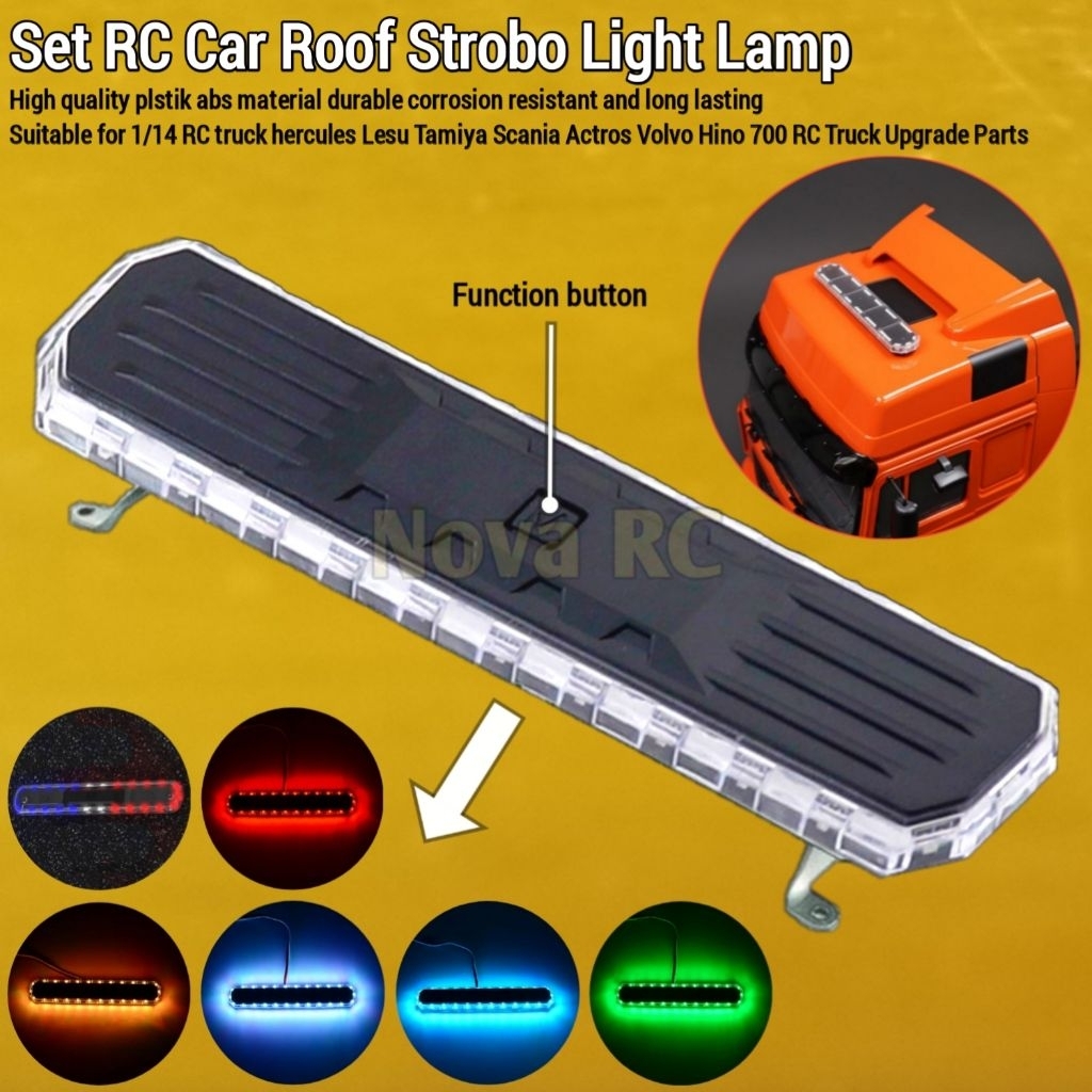 Lampu strobo Atap Mobil Rc truck 1/14 dengan 7 Warna Dan 12 Mode kedip Lampu LED