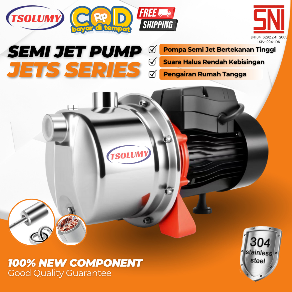 Tsolumy Pump Semi Jet Pump JET-220 & JET-330 Pompa Semi Jet Pump Rumah Tangga Tidak Berisik Jet Pump