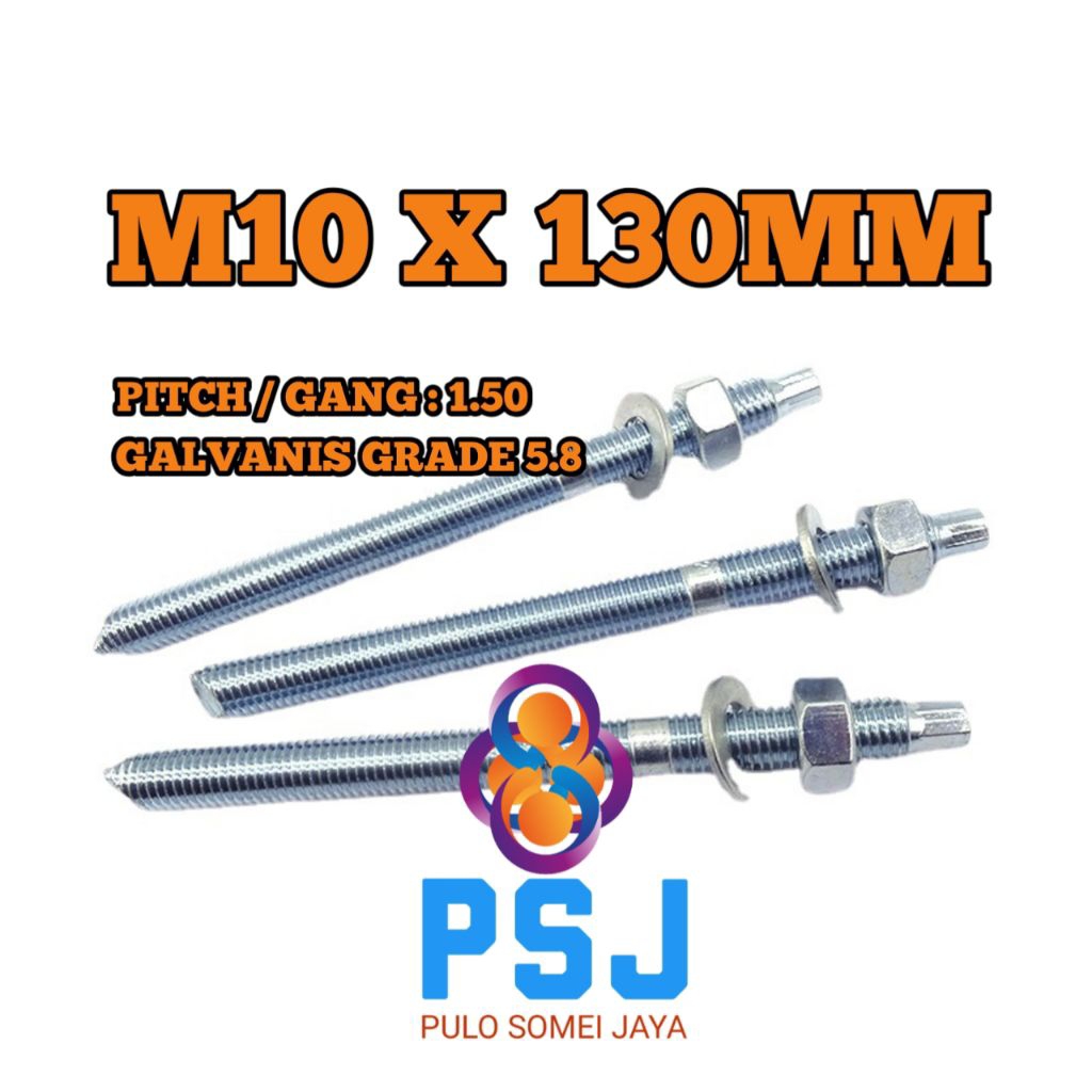 Chemical Anchor M10 x 130 Grade 5.8 / Stud Bolt Chemical Angkur