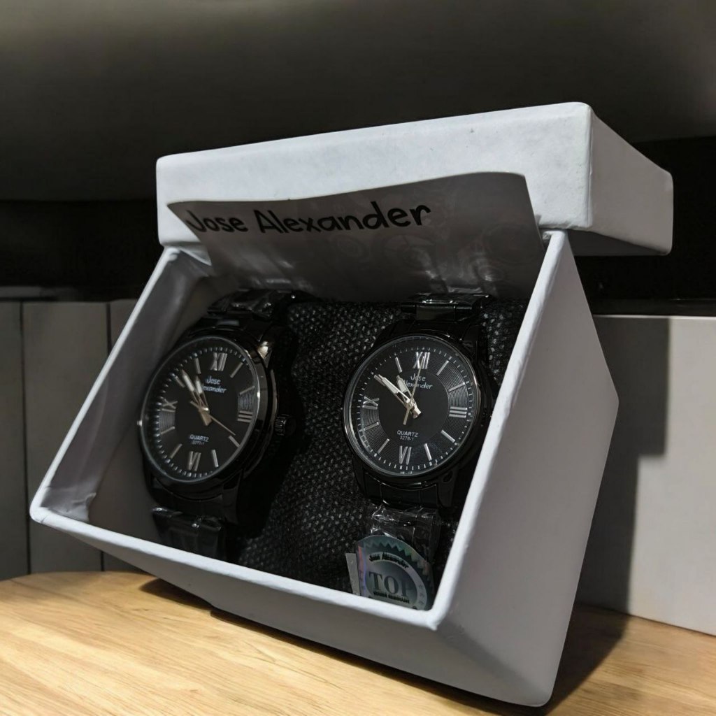 Jose Alexandre Jam Tangan Couple / Pasangan Rantai Stainless 2 Jam 1 Box