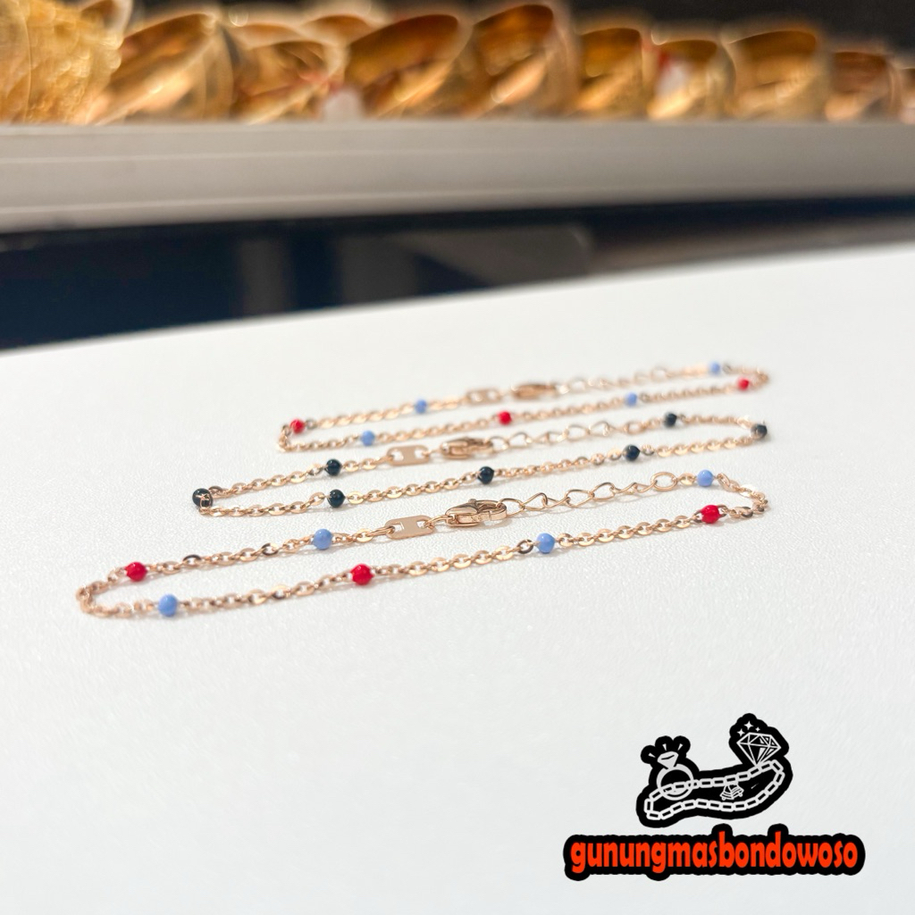 Gelang rantai dottie emas asli kadar 300 6k