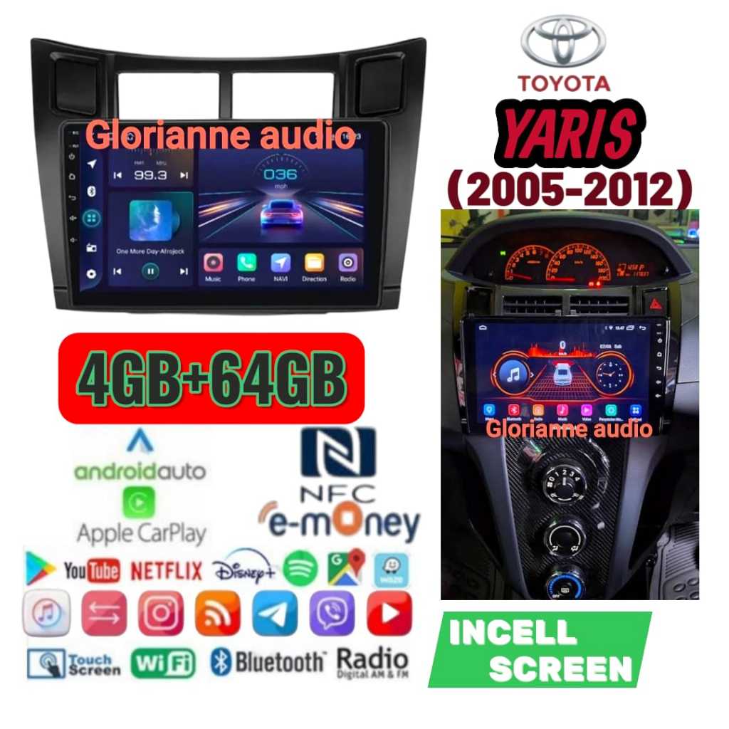 Head unit Android ORCA NFC RAM 4/64GB support kamera 360 Yaris Bakpao 2005 - 2012 9 inch