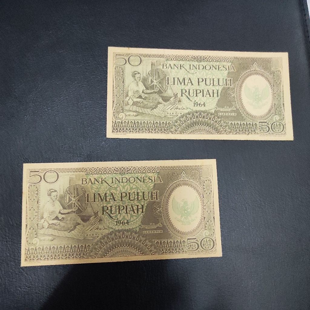 Uang 50 rupiah Pekerja Tangan 1964 UNC Gress