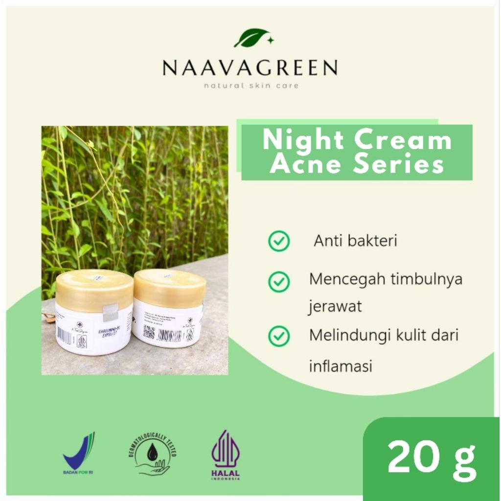 Naavagreen Night Cream Acne Series - Krim Malam Jerawat Series