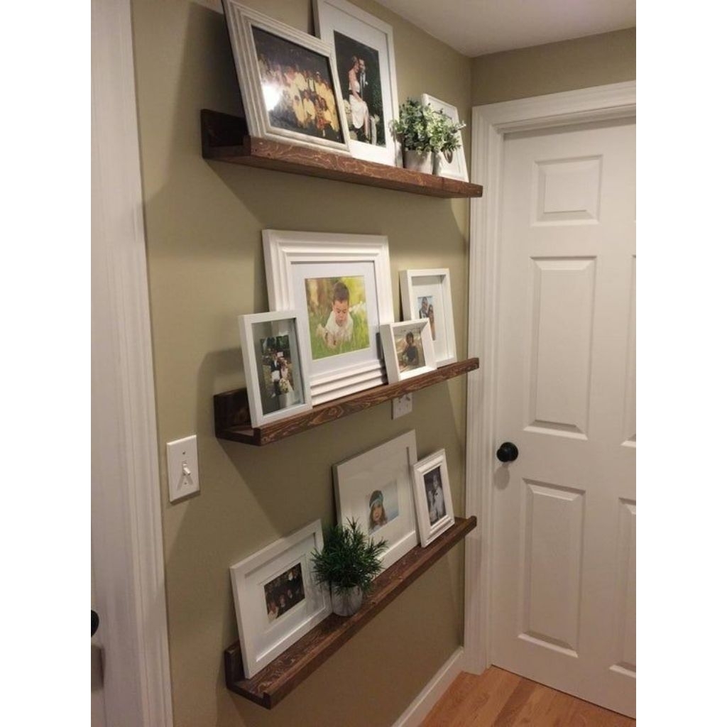 Floating Shelf Kayu Jati Asli 80cm - Rak Dinding Gantung untuk Bingkai Foto & Hiasan Estetik