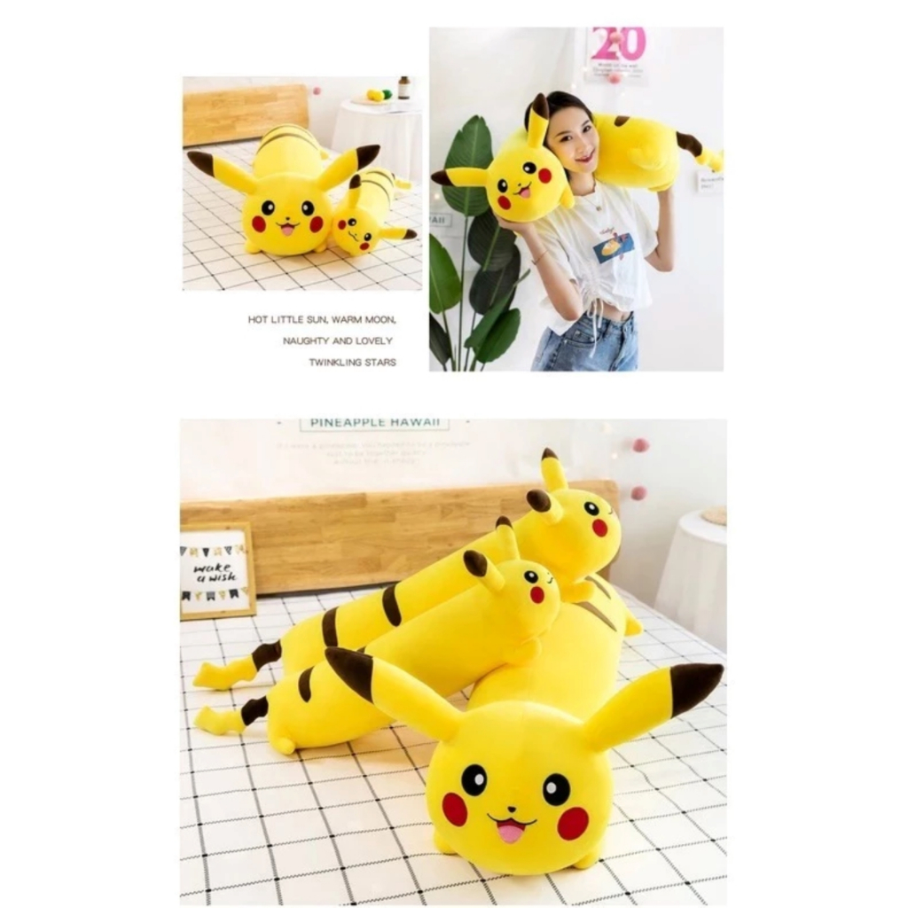 Boneka Bantal Pikachu Pokemon 40cm Kualitas Import Murah Cushion Pillows Teman Tidur Bayi Lembut SNI