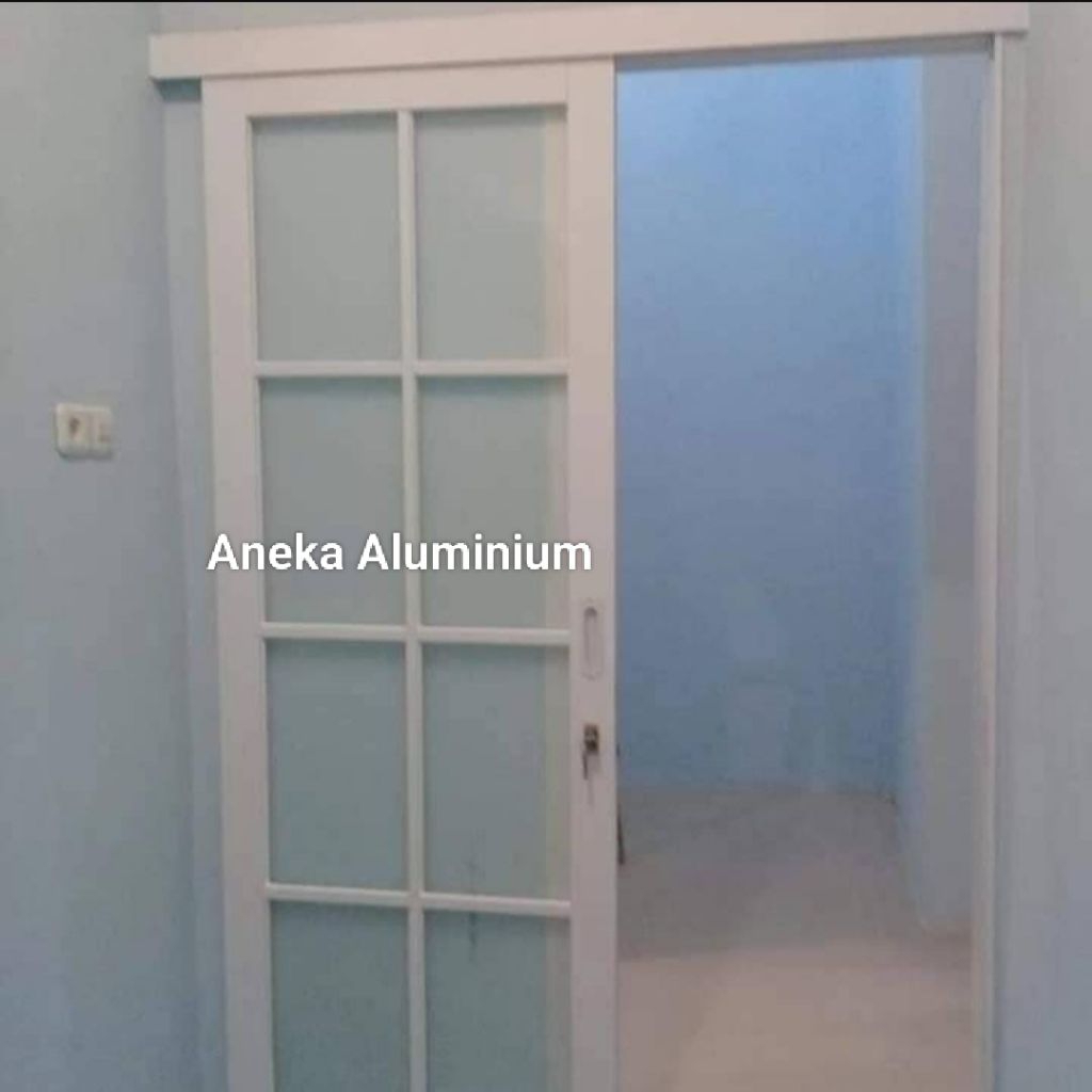 pintu sliding aluminium full kaca ornamen UK L80 x T200