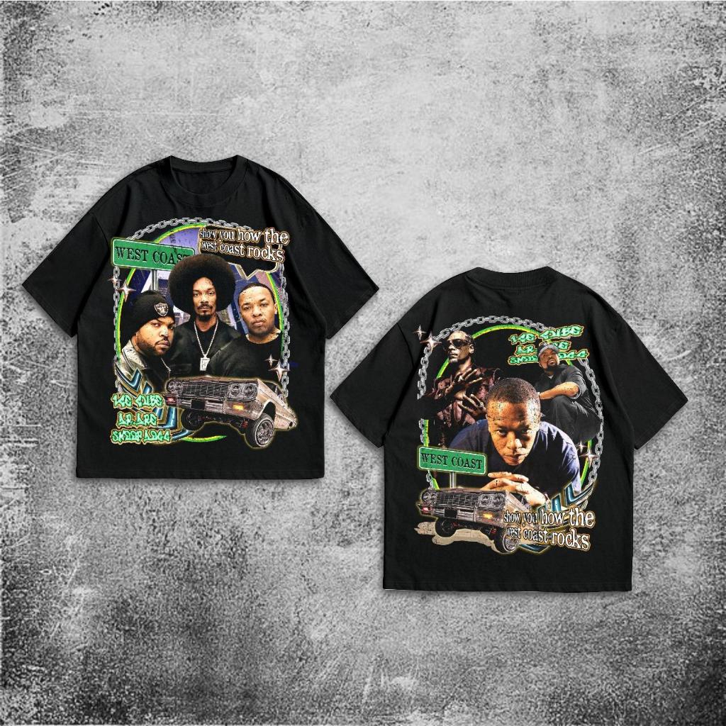 Baju Kaos P&B Oversize West Coast - T Shirt Vintage West Coast Oversized Black 20s