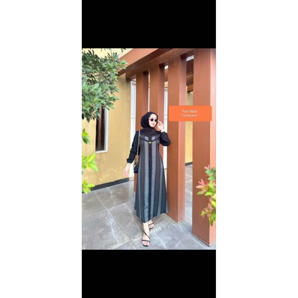 Putri Nafa Gamis Dress Midi Wanita Bahan Jetblack Collection Elegan dan Nyaman