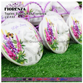 Toples Kue Makanan Permen Keramik Rak Set Motif Bunga Fiorenza LV-133