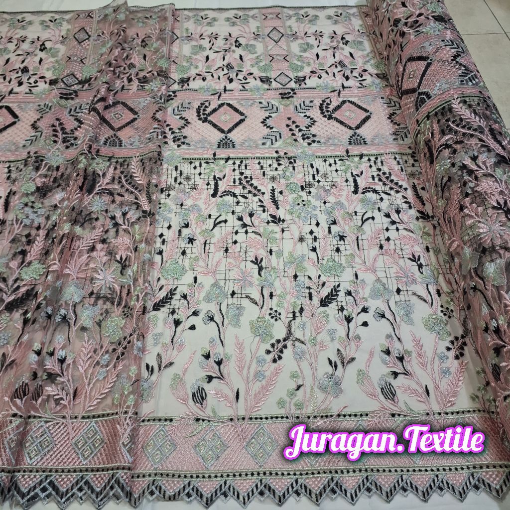 New Kain Tile Valentinoo/Tile Garden/Tile Kebaya Korea/Bahan Brukat Kebaya/Harga Persetengah Meter