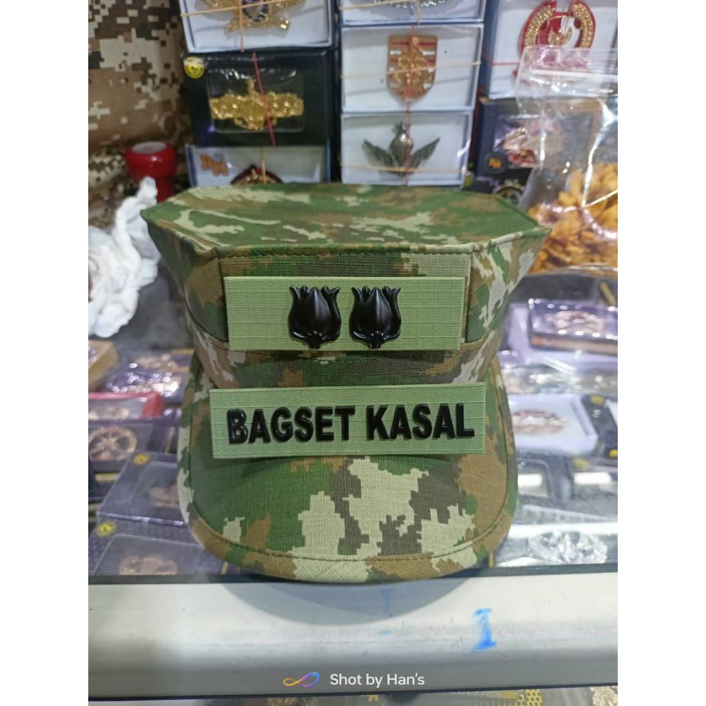Topi Pet Okinawa Sage green + Pangkat Letkol Dan Nama
