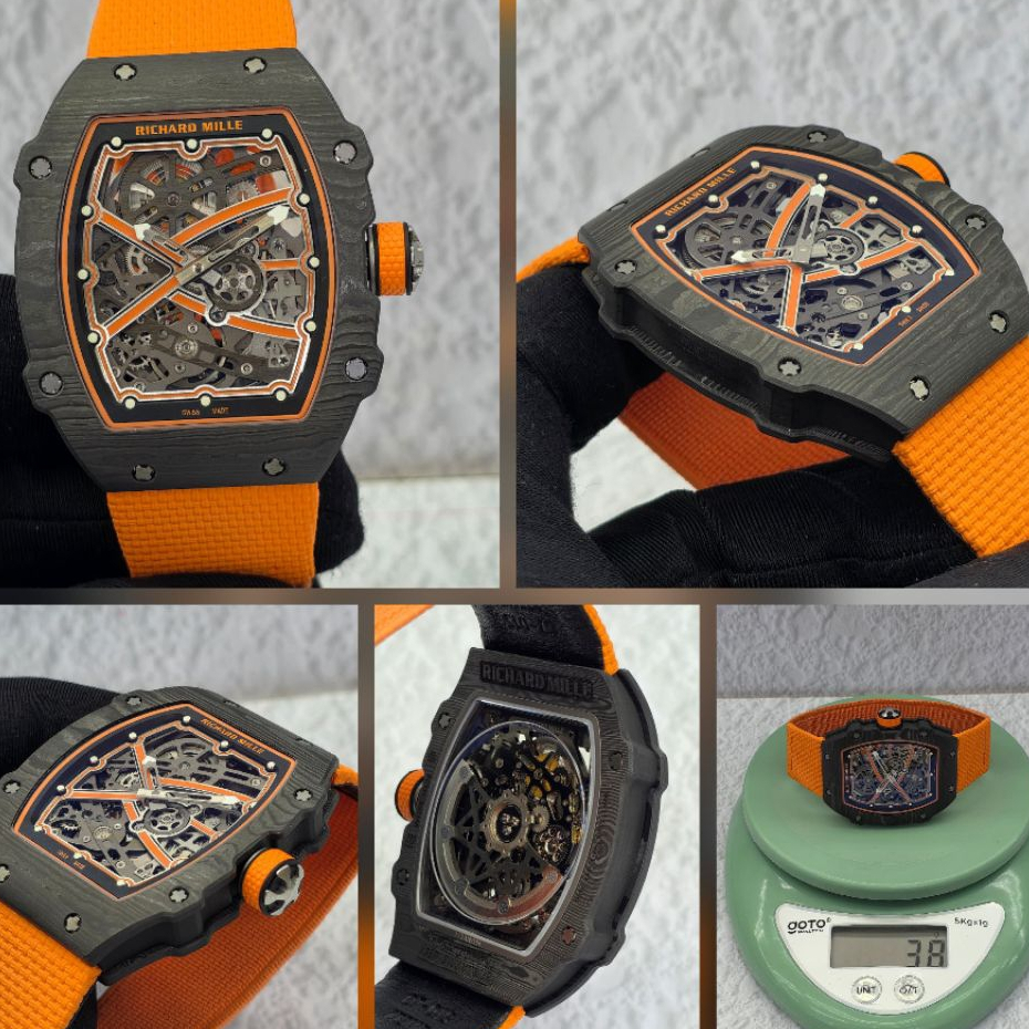 JAM TANGAN PRIA RICHARD MILLE RM 67-02 THOURBILLON SWISS FACKTORY ORANGE DIAL