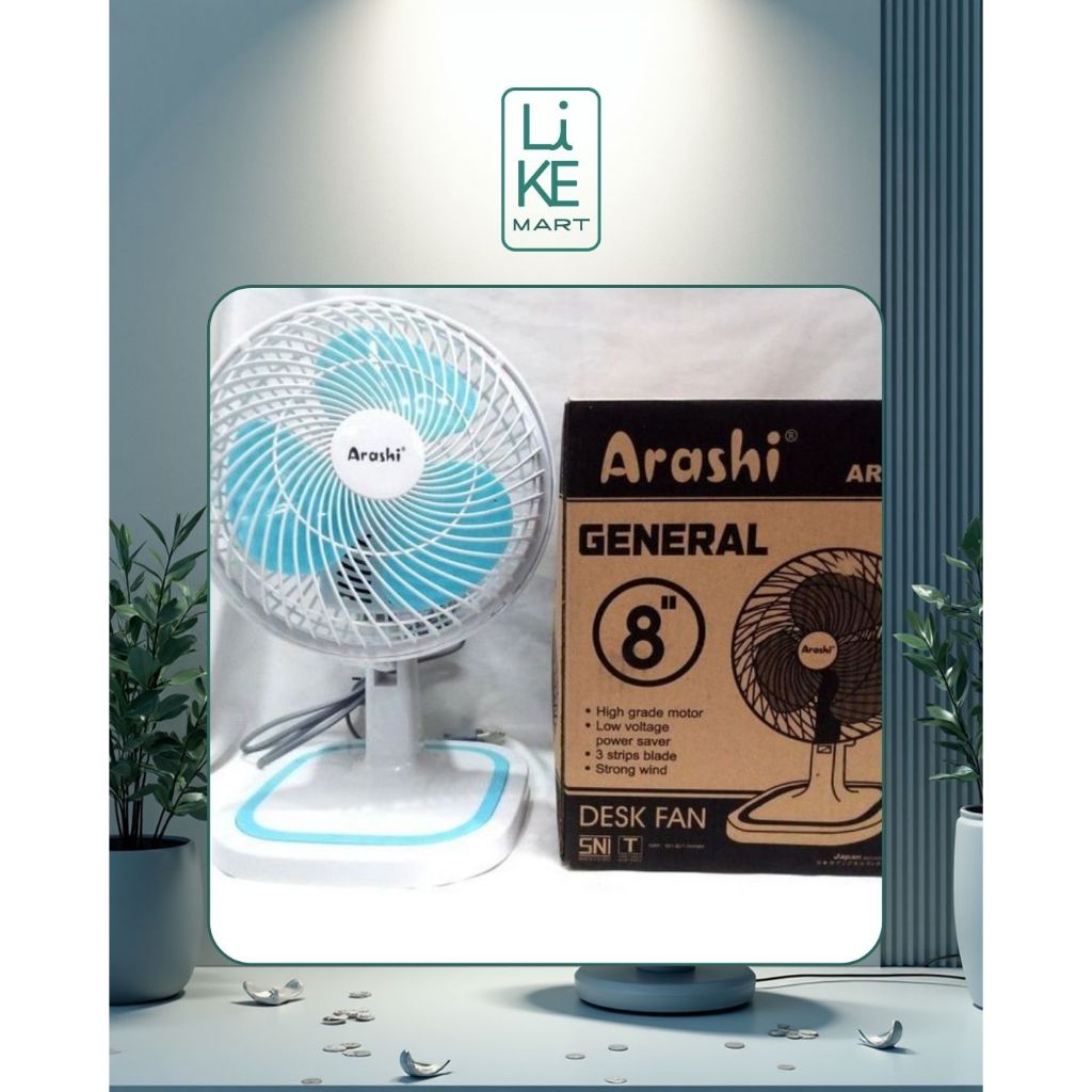Kipas Angin Arashi 8"/Kipas angin meja Arashi/Kipas angin meja 8 inci
