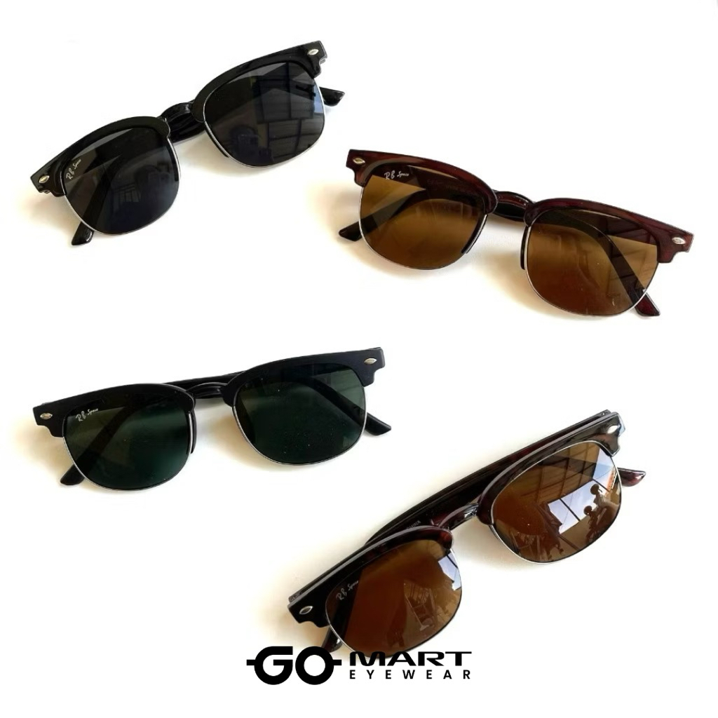 Sunglasses Square ClubMaster - Kacamata Hitam Frame Gantung UV Protection - KT 225