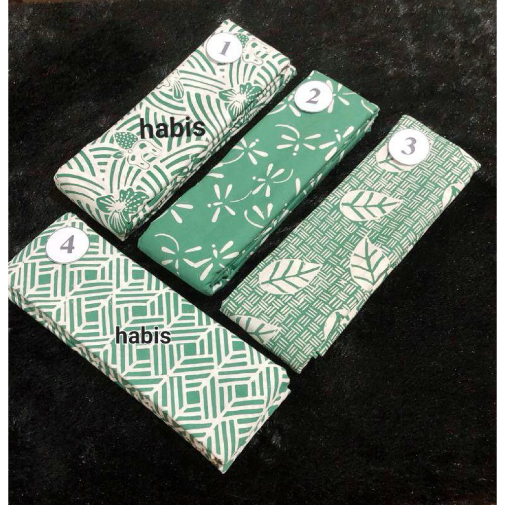 Kain Batik Cap Garutan  Warna Hijau Series Kain Batik Meteran Seragaman - Kain Batik Bahan Katun