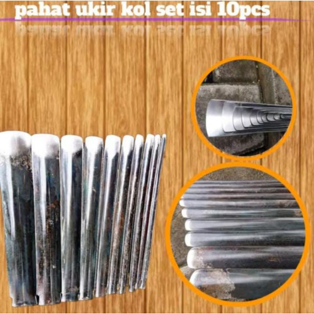 Pahat Tatah Ukir Kayu Jepara Jenis Kol Set Isi 10
