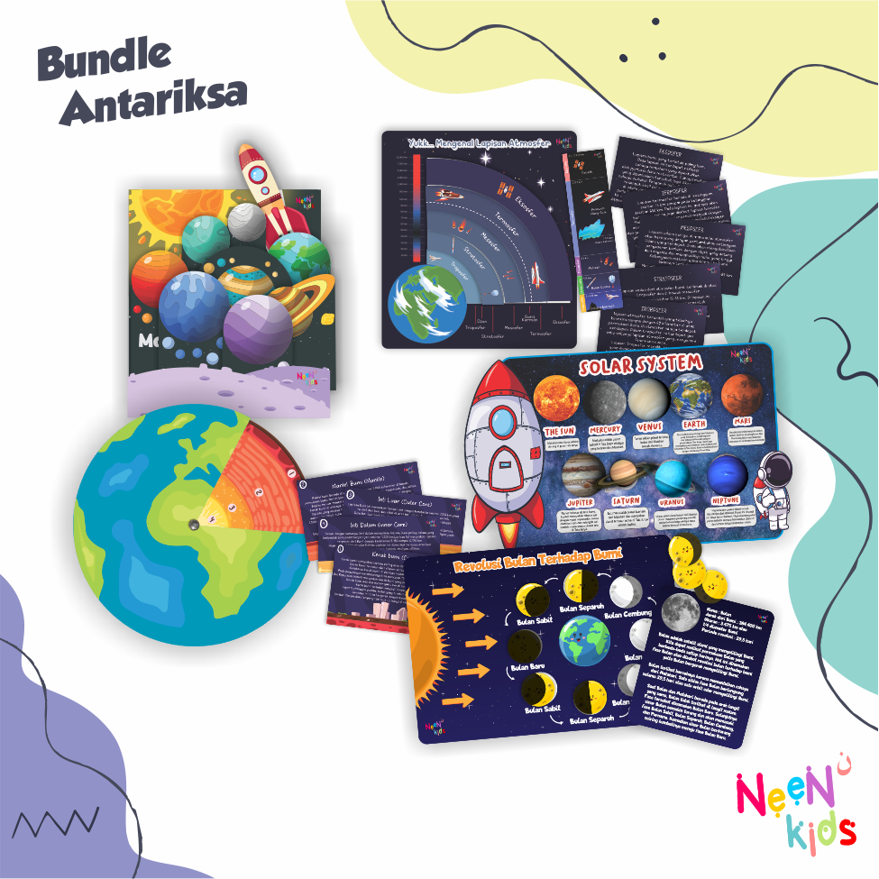 Neenkids [ PAKET BUNDLE ] Antariksa Lengkap Mainan Montessori Edukasi Anak Busy Page Belajar