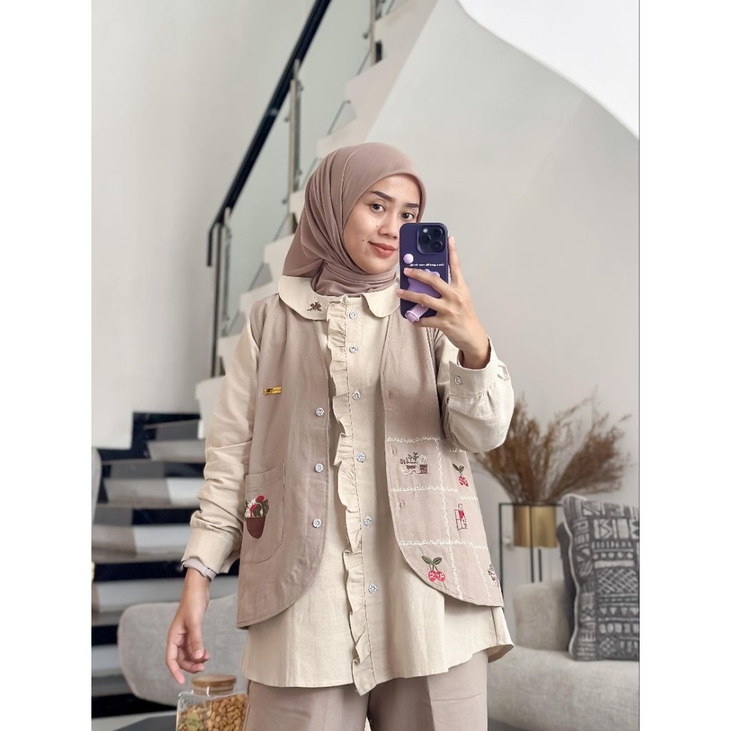 Set DONITA 3IN1 by Chatifa Authentic  | Setelan wanita | Setelan linen | 100% Original