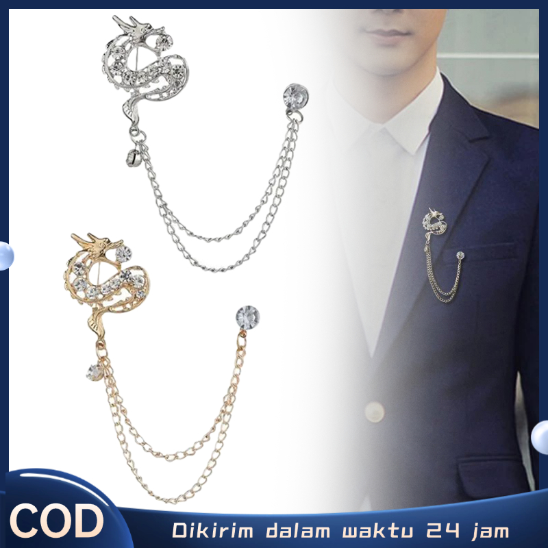 Pin Rantai Jas Dragon Brooch  Dragon Lapel Pin Bros Naga Bros Pin Rantai