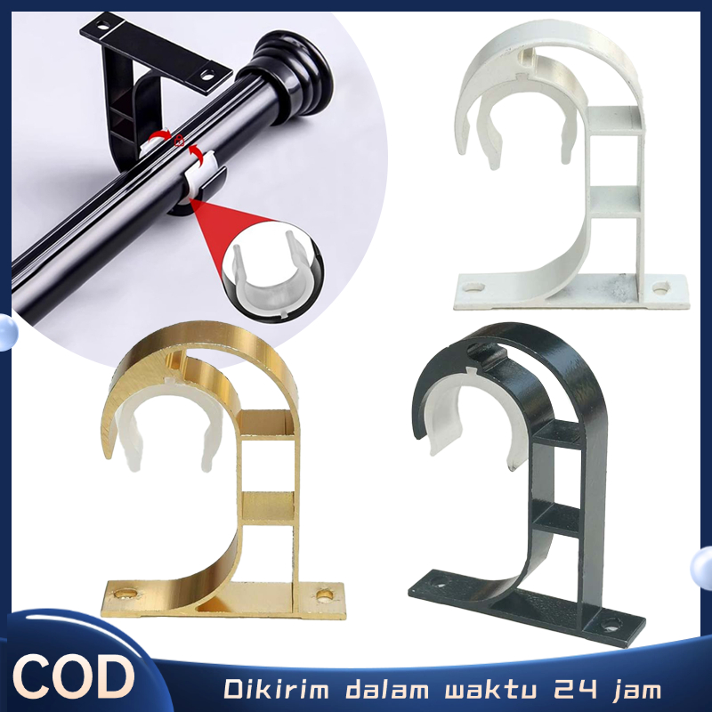 2pcs Bracket Gorden Tebal Premium Bracket Tiang Gorden Curtain Holder Braket Gorden