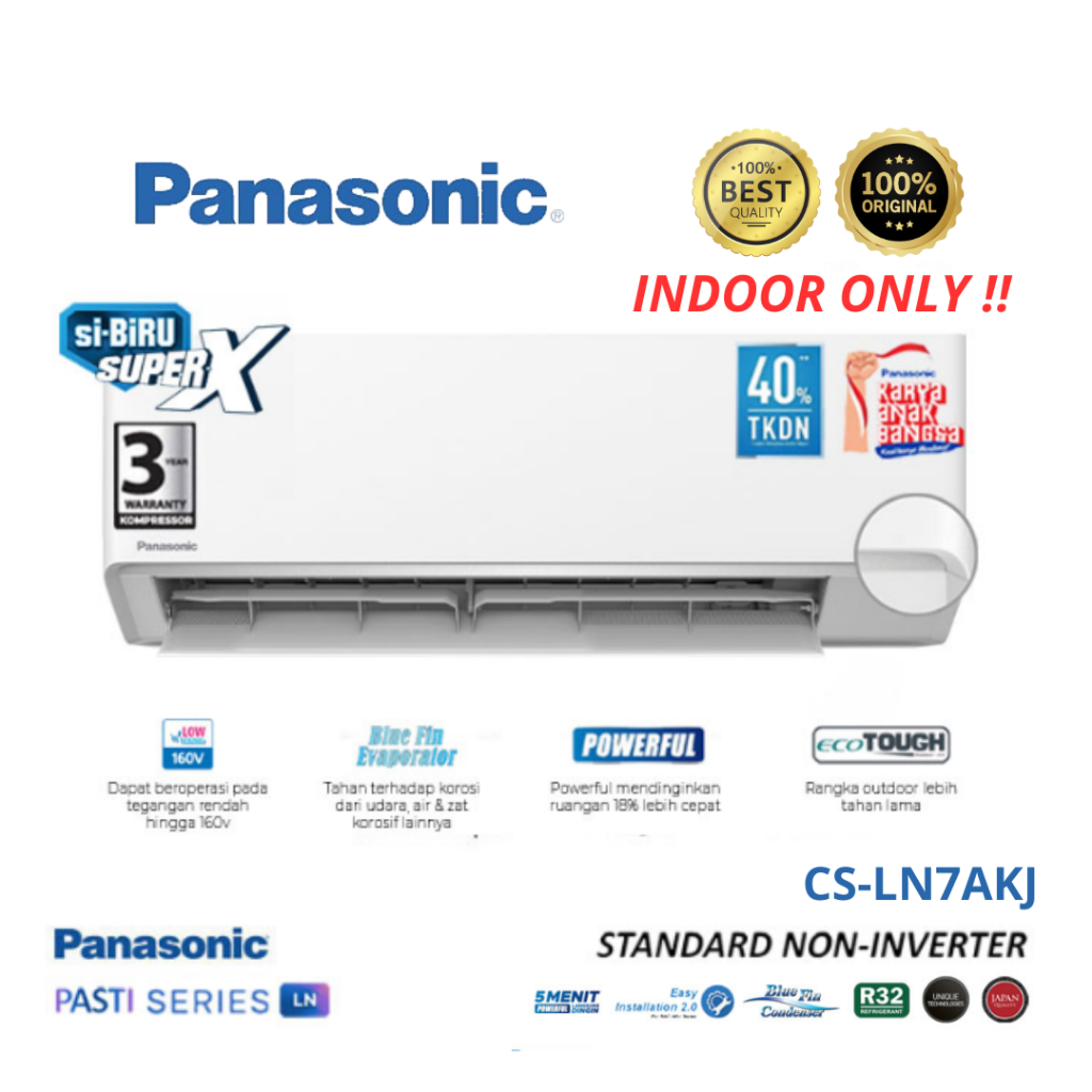 INDOOR AC STANDART PANASONIC CS-LN7AKJ BLUE FIN 3/4PK BARU ( HANYA INDOOR SAJA , BELUM TERMASUK OUTD