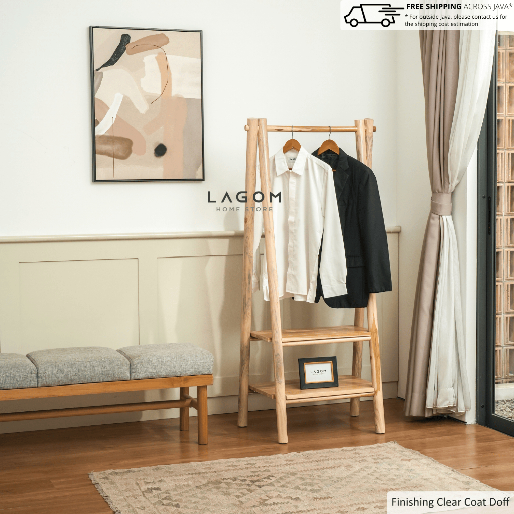 Lagom Home Store Standing Coat Hanger / Gantungan Baju Berdiri Kayu Jati