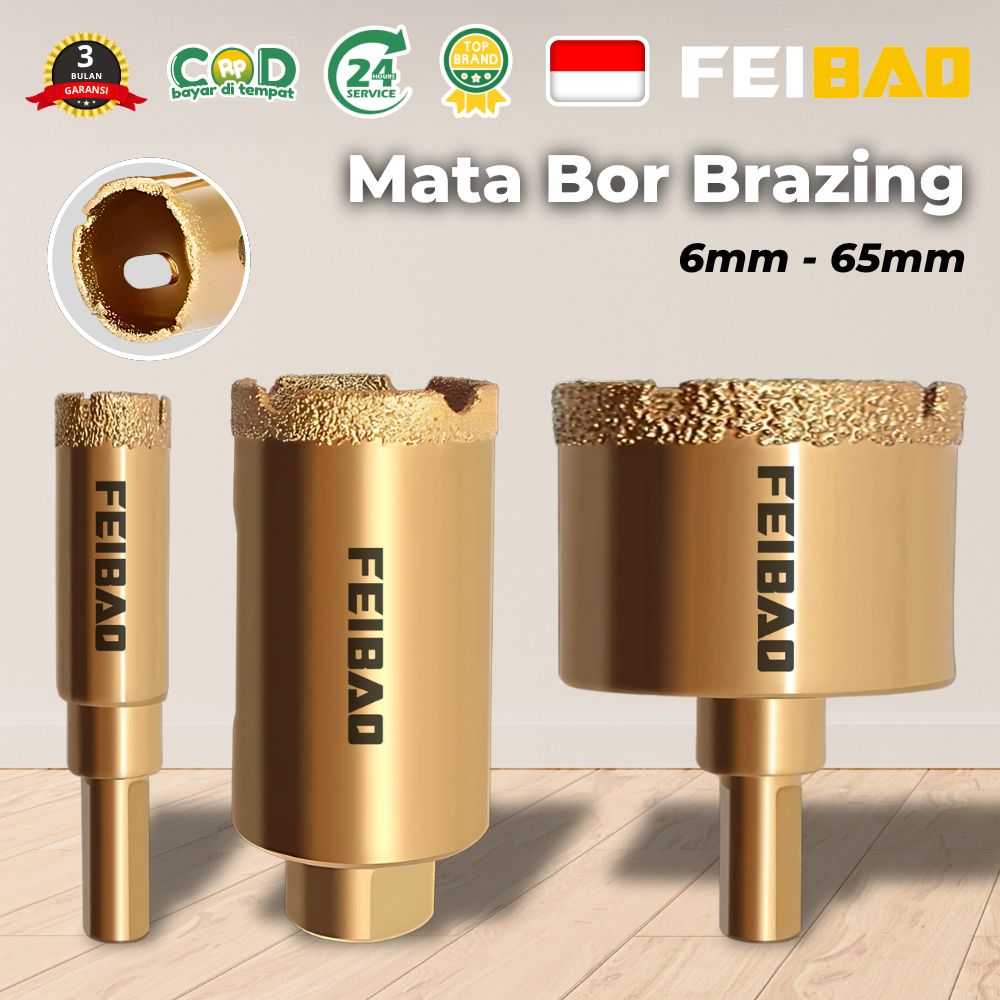 FEIBAO Mata Bor Lubang Diamond Kaca & Keramik 6 - 65mm | Untuk Mesin Bor Listrik Anti Karat Premium