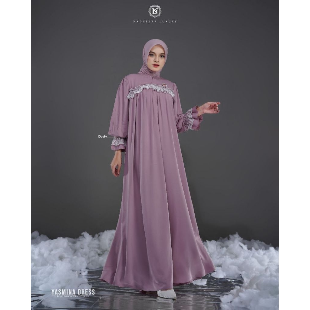 YASMINA DRESS BY NADHEERA LUXURY √ Gamis rayon √ Gamis polos √ Gamis nadheera