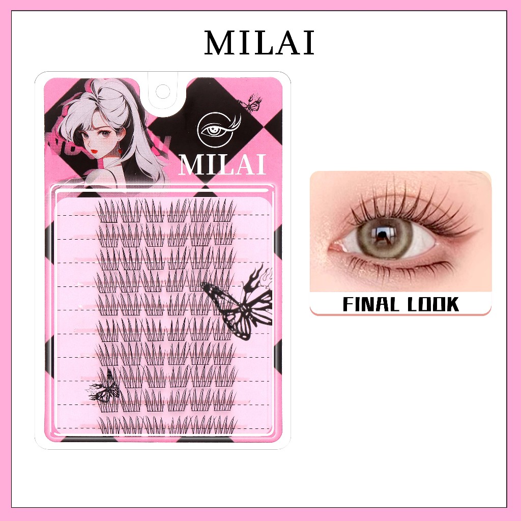 MILAI A38 Bulumata Palsu Crown Style Korean Look Serat Kapas 8-13mm