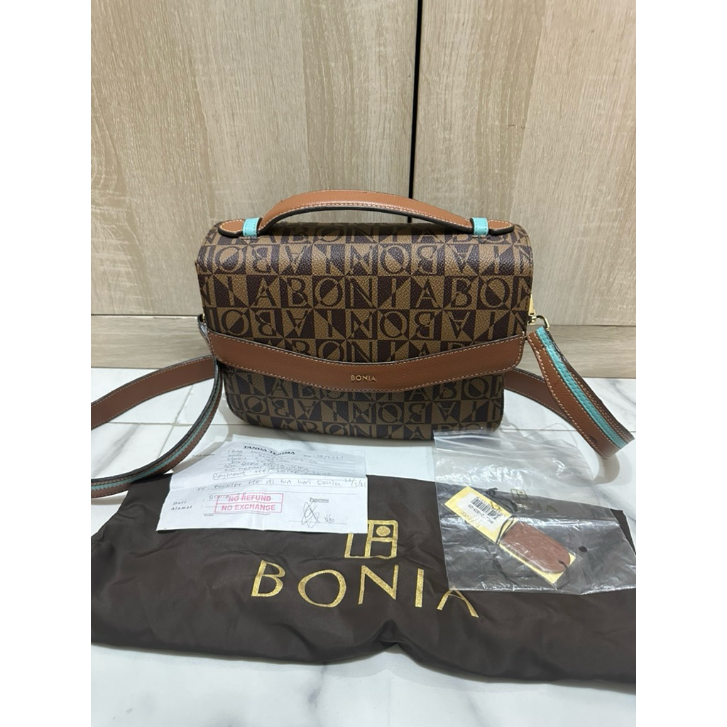 tas Bonia Pure Monogram Small Satchel Bag