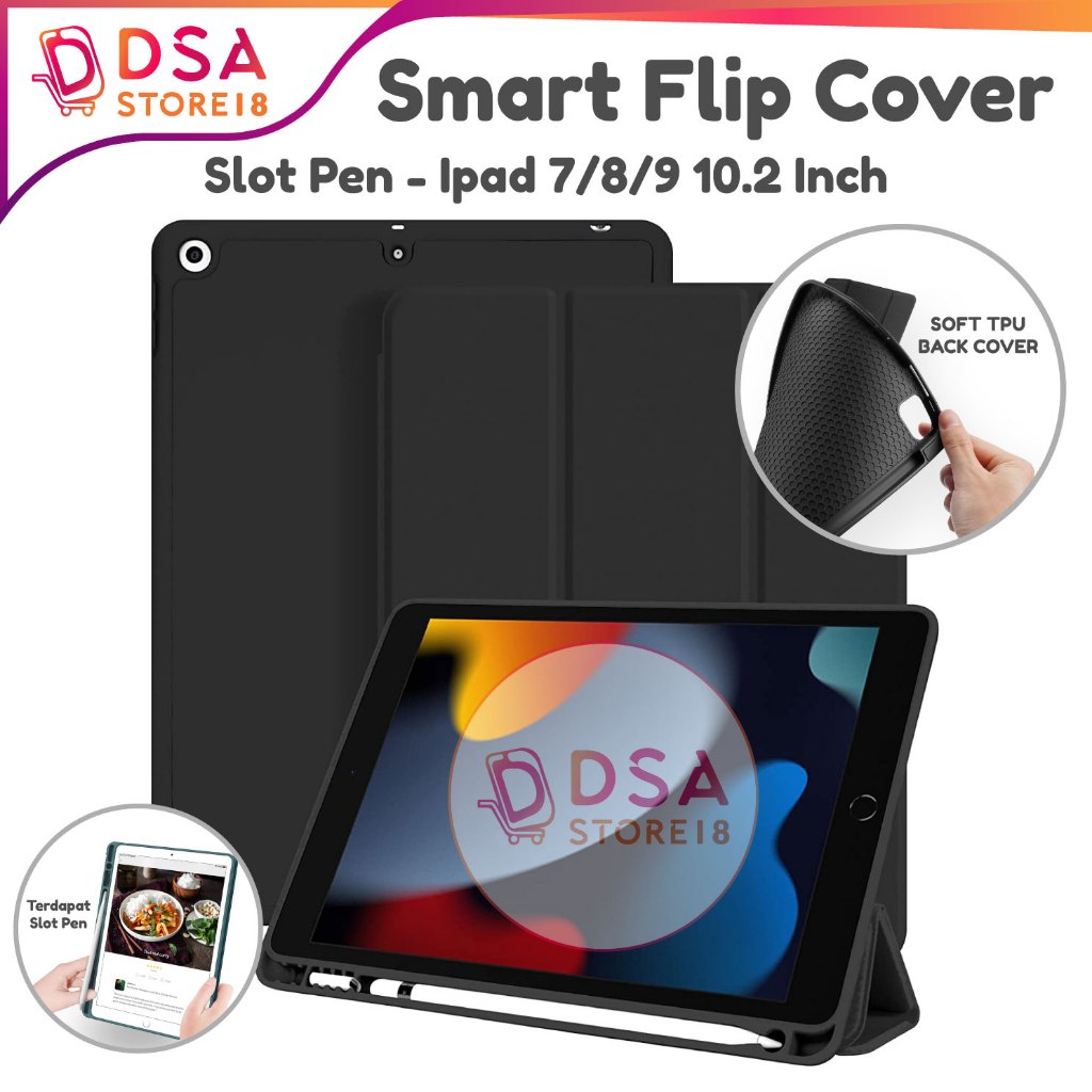 Case iPad 9 8 7 / Casing iPad 9th 8th 7th Generation Book Cover Smart Case Lipat Stylus Flip Cover S