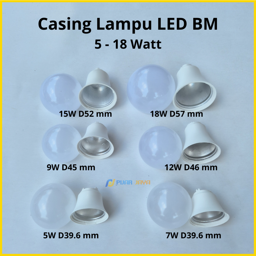 Casing Lampu LED BM Watt Lengkap 5W 7W 9W 12W 15W 18W 20W 25W 30W 40W 50W Kesing Cover Kap Lampu LED