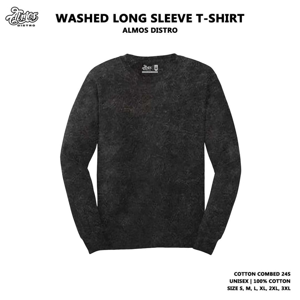 AlmosDIstro Kaos Washing Polos Lengan Panjang