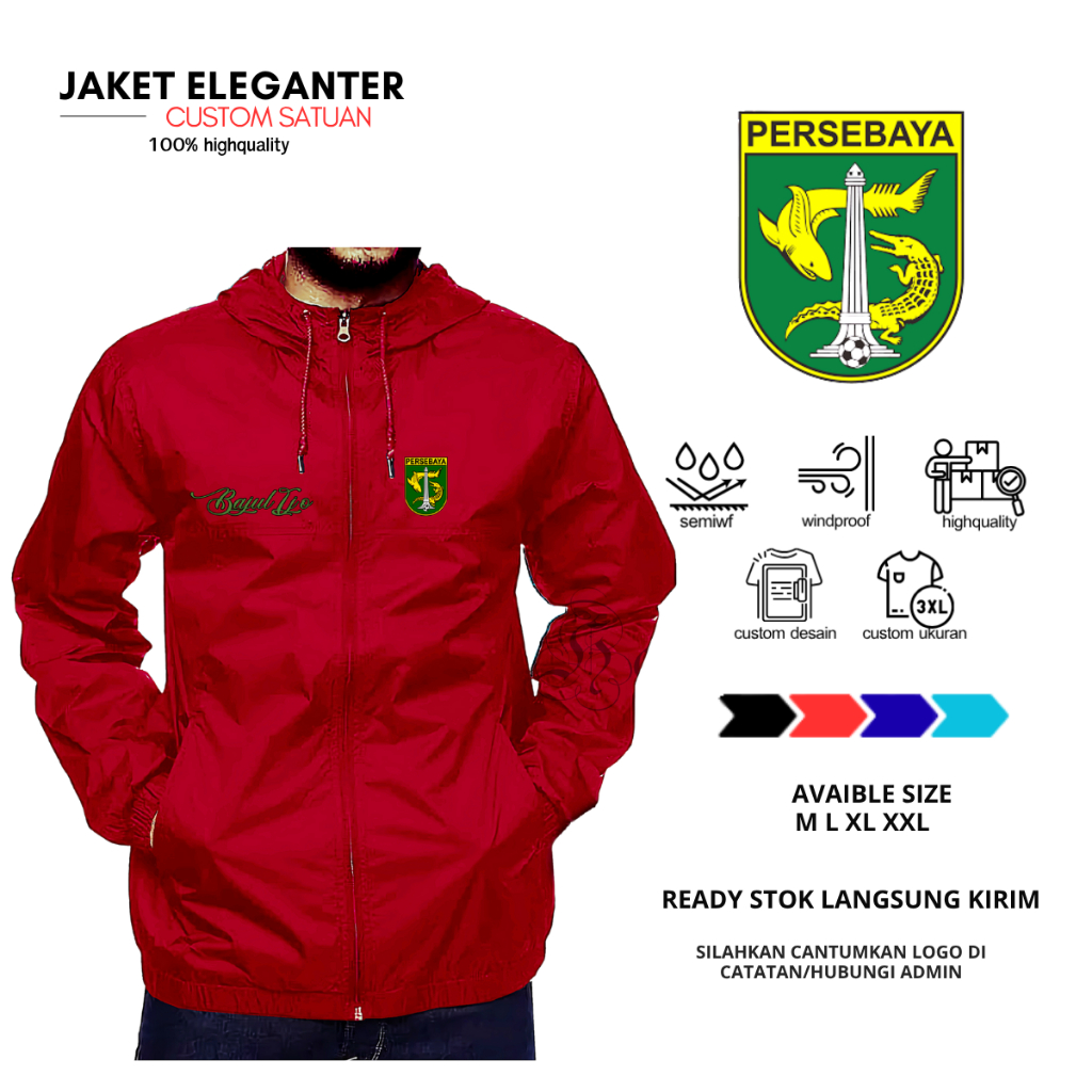Jaket Parasut Olahraga Wf Persebaya Jaket Coach Persebaya FC Jaket Pria Sportwear Latihan Bola